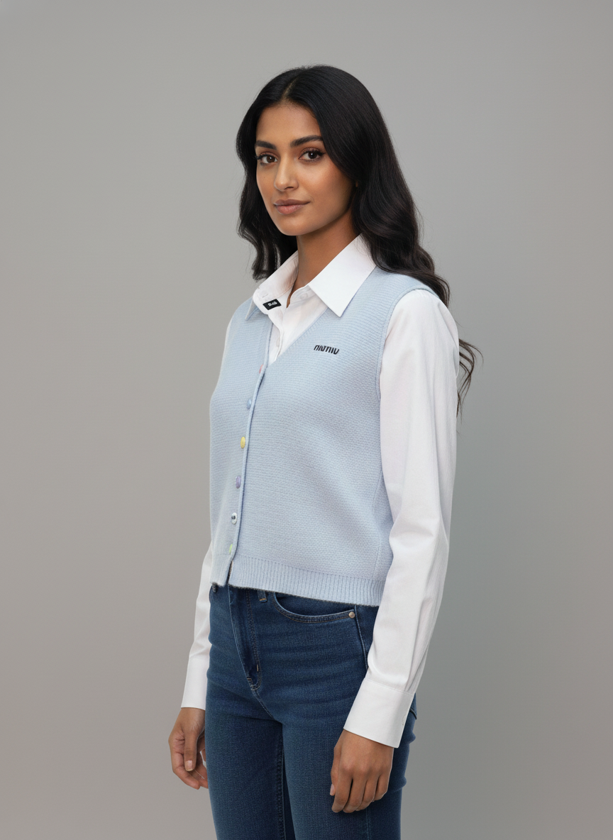 Pastel Button Layered Top