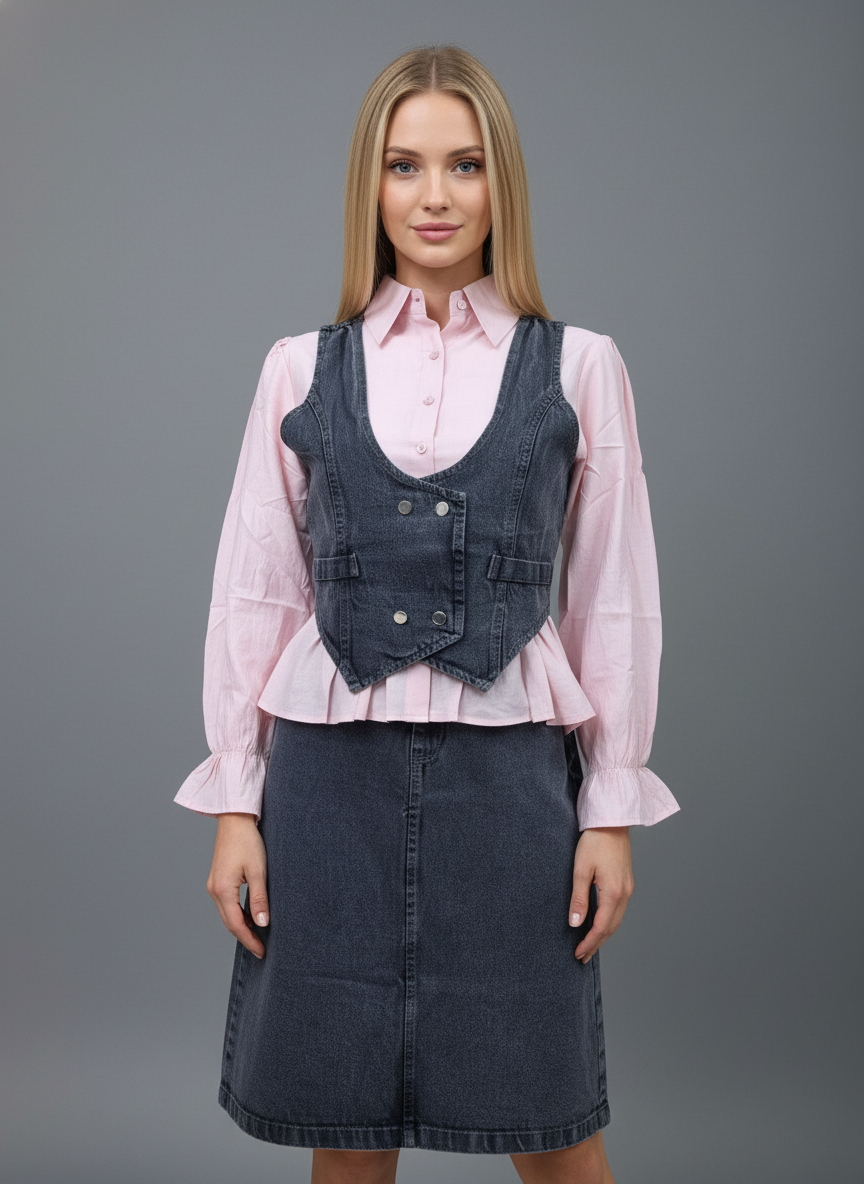 Denim Vest Skirt Co-Ord
