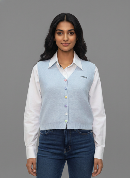 Pastel Button Layered Top