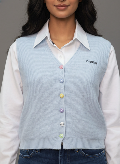 Pastel Button Layered Top