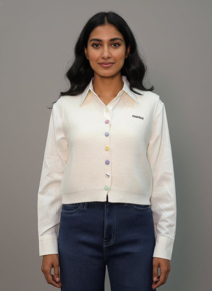 Pastel Button Layered Top