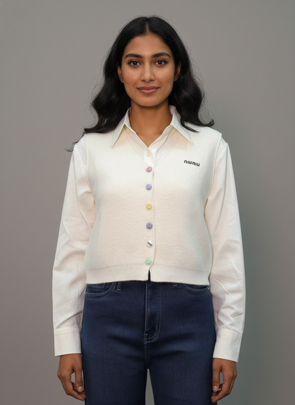 Pastel Button Layered Top