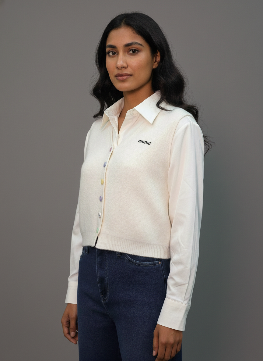 Pastel Button Layered Top