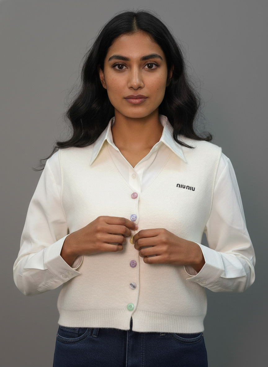Pastel Button Layered Top