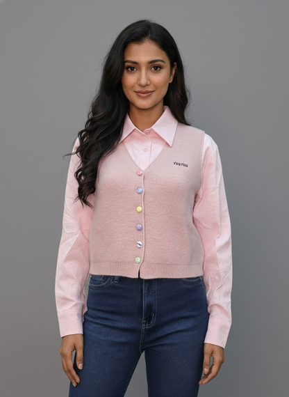 Pastel Button Layered Top