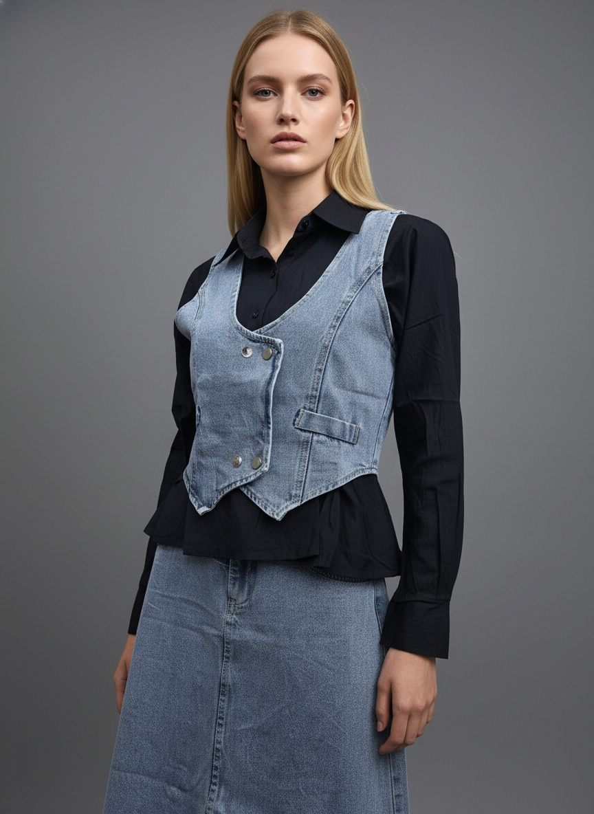 Denim Vest Skirt Co-Ord