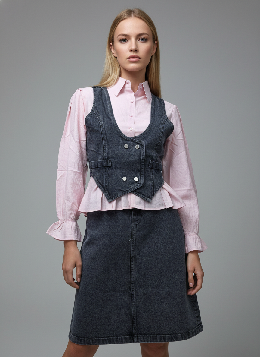 Denim Vest Skirt Co-Ord