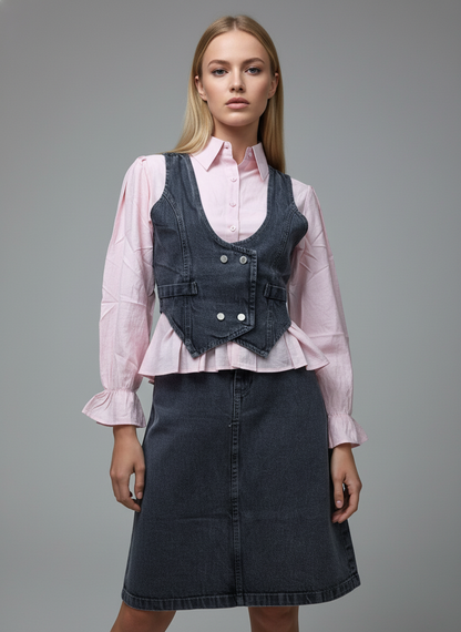 Denim Vest Skirt Co-Ord