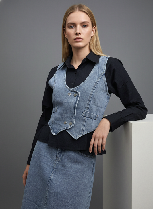Denim Vest Skirt Co-Ord