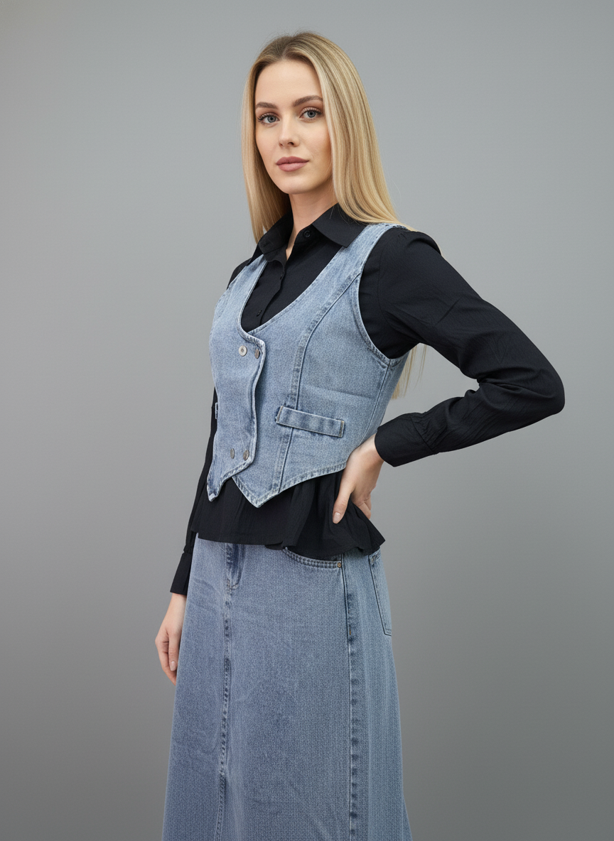 Denim Vest Skirt Co-Ord