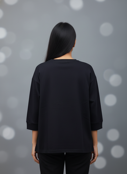 Floral Outline Oversized Tee