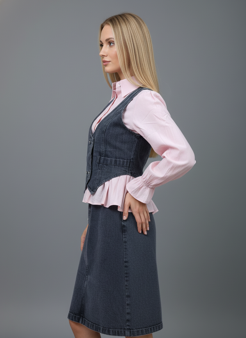Denim Vest Skirt Co-Ord