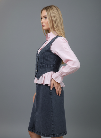 Denim Vest Skirt Co-Ord