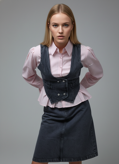 Denim Vest Skirt Co-Ord